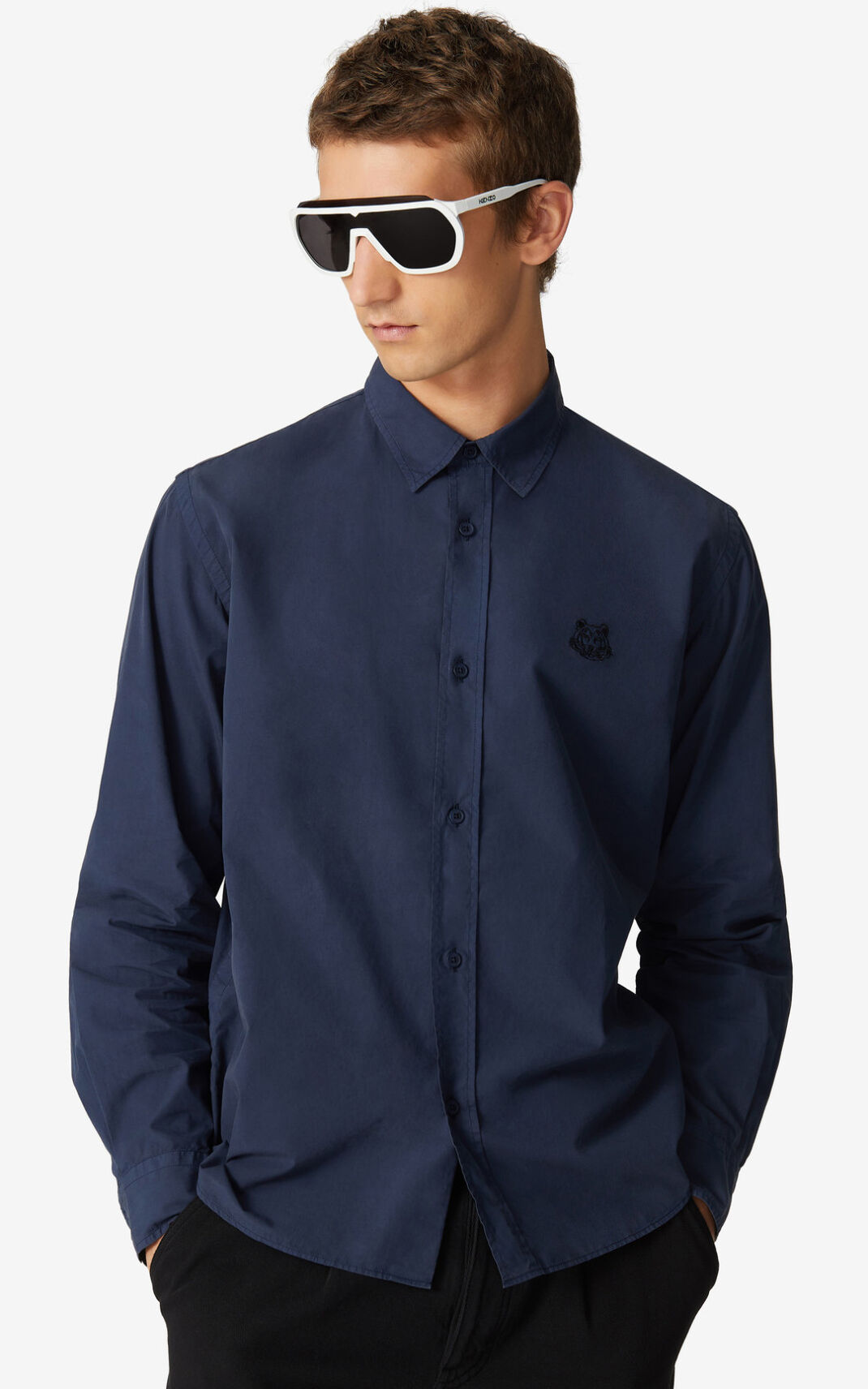 Chemise Kenzo Tiger Crest casual Homme Bleu Marine Bleu | HAQZ-38720